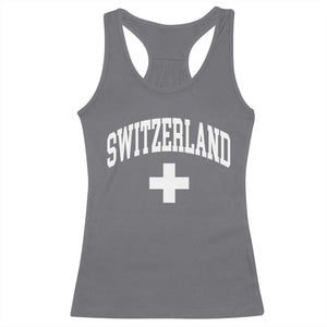 Switzerland Flag Vintage Racerback Tank Top Swiss Retro Vintage TS10 Charcoal Print Your Wear