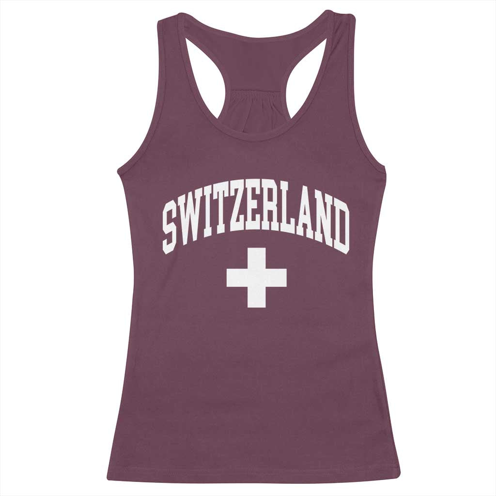 Switzerland Flag Vintage Racerback Tank Top Swiss Retro Vintage TS10 Maroon Print Your Wear