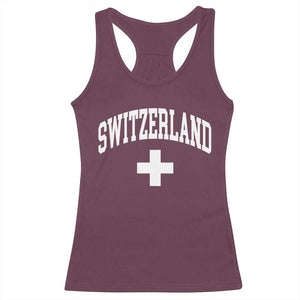 Switzerland Flag Vintage Racerback Tank Top Swiss Retro Vintage TS10 Maroon Print Your Wear