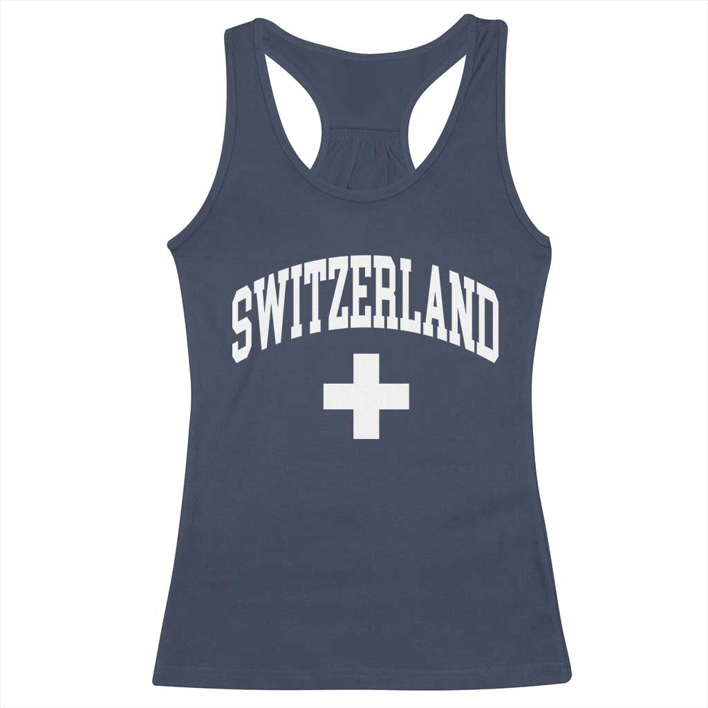 Switzerland Flag Vintage Racerback Tank Top Swiss Retro Vintage TS10 Navy Print Your Wear