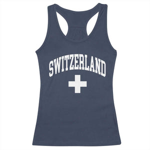 Switzerland Flag Vintage Racerback Tank Top Swiss Retro Vintage TS10 Navy Print Your Wear