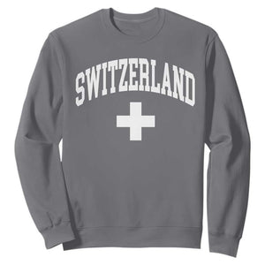 Switzerland Flag Vintage Sweatshirt Swiss Retro Vintage TS10 Charcoal Print Your Wear
