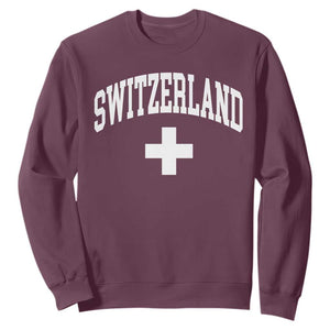 Switzerland Flag Vintage Sweatshirt Swiss Retro Vintage TS10 Maroon Print Your Wear