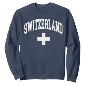 Switzerland Flag Vintage Sweatshirt Swiss Retro Vintage TS10 Navy Print Your Wear