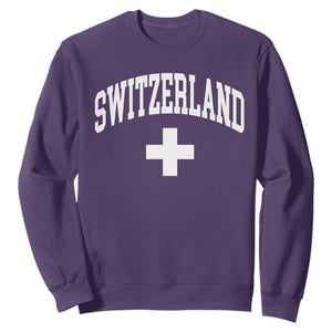 Switzerland Flag Vintage Sweatshirt Swiss Retro Vintage TS10 Purple Print Your Wear