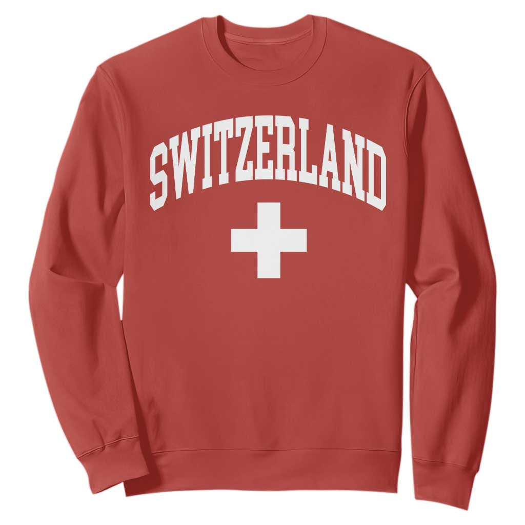 Switzerland Flag Vintage Sweatshirt Swiss Retro Vintage TS10 Red Print Your Wear