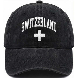 Switzerland Flag Vintage Washed Cotton Baseball Cap Swiss Retro Vintage TS10 Print Your Wear