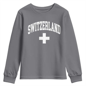 Switzerland Flag Vintage Youth Sweatshirt Swiss Retro Vintage TS10 Charcoal Print Your Wear