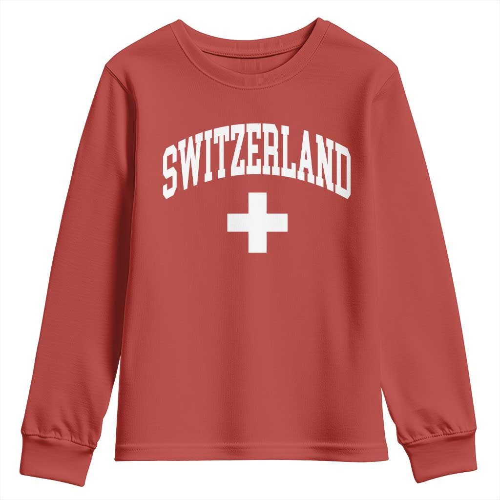 Switzerland Flag Vintage Youth Sweatshirt Swiss Retro Vintage TS10 Red Print Your Wear