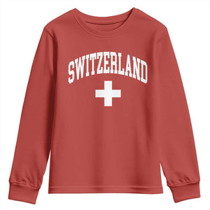 Switzerland Flag Vintage Youth Sweatshirt Swiss Retro Vintage TS10 Red Print Your Wear