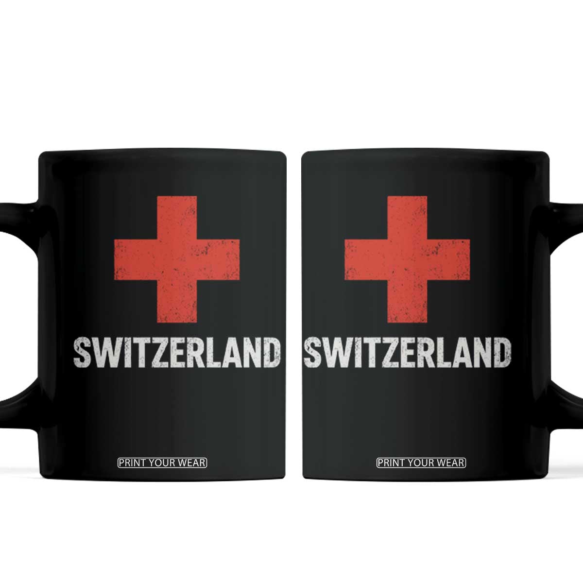 Vintage Retro Switzerland Fan Coffee Mug Swiss Cross Flag TS10 Black Print Your Wear