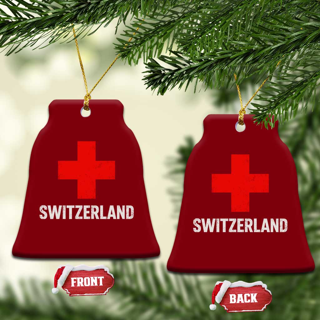 Vintage Retro Switzerland Fan Ceramic Ornament Swiss Cross Flag TS10 Print Your Wear