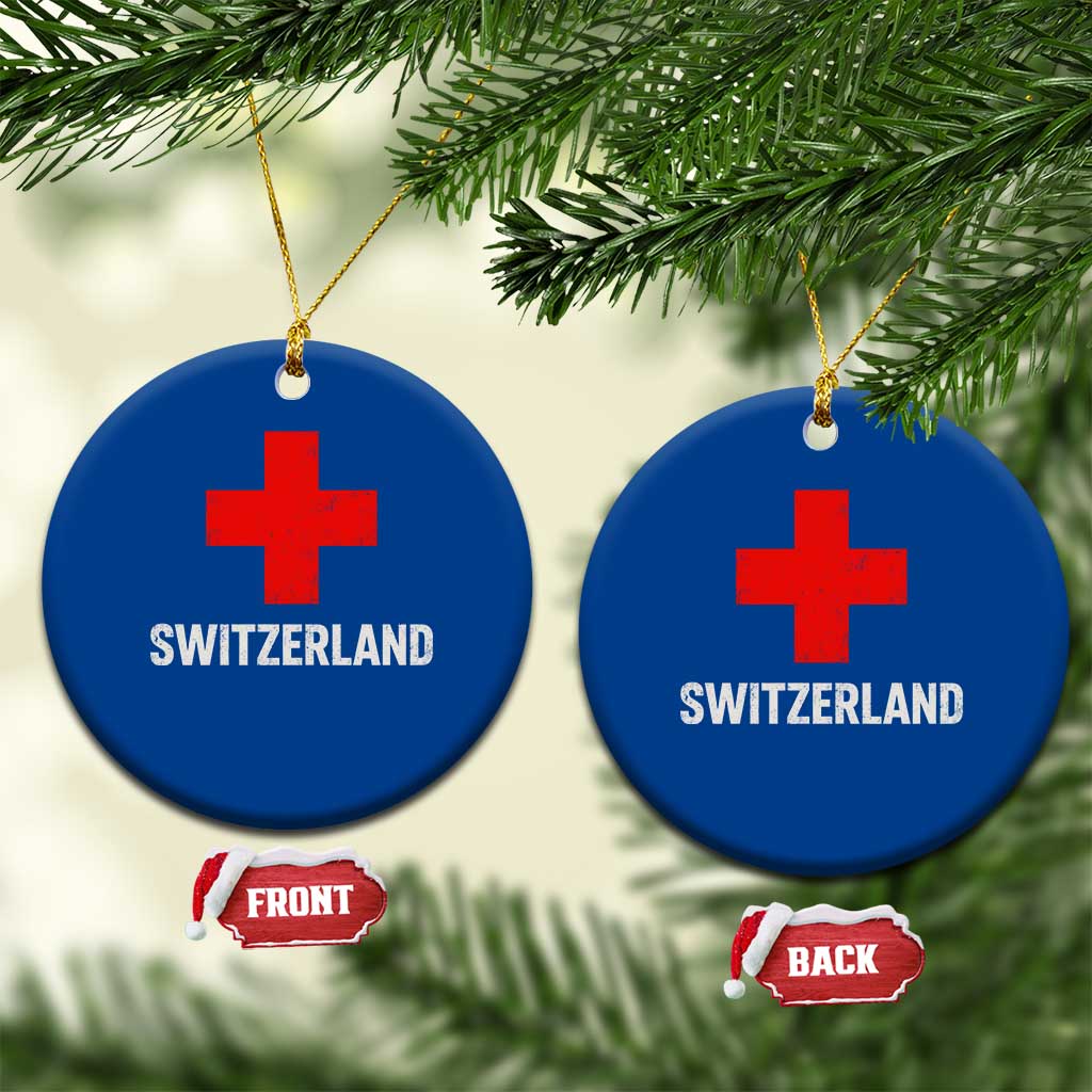 Vintage Retro Switzerland Fan Ceramic Ornament Swiss Cross Flag TS10 1pc Blue Print Your Wear