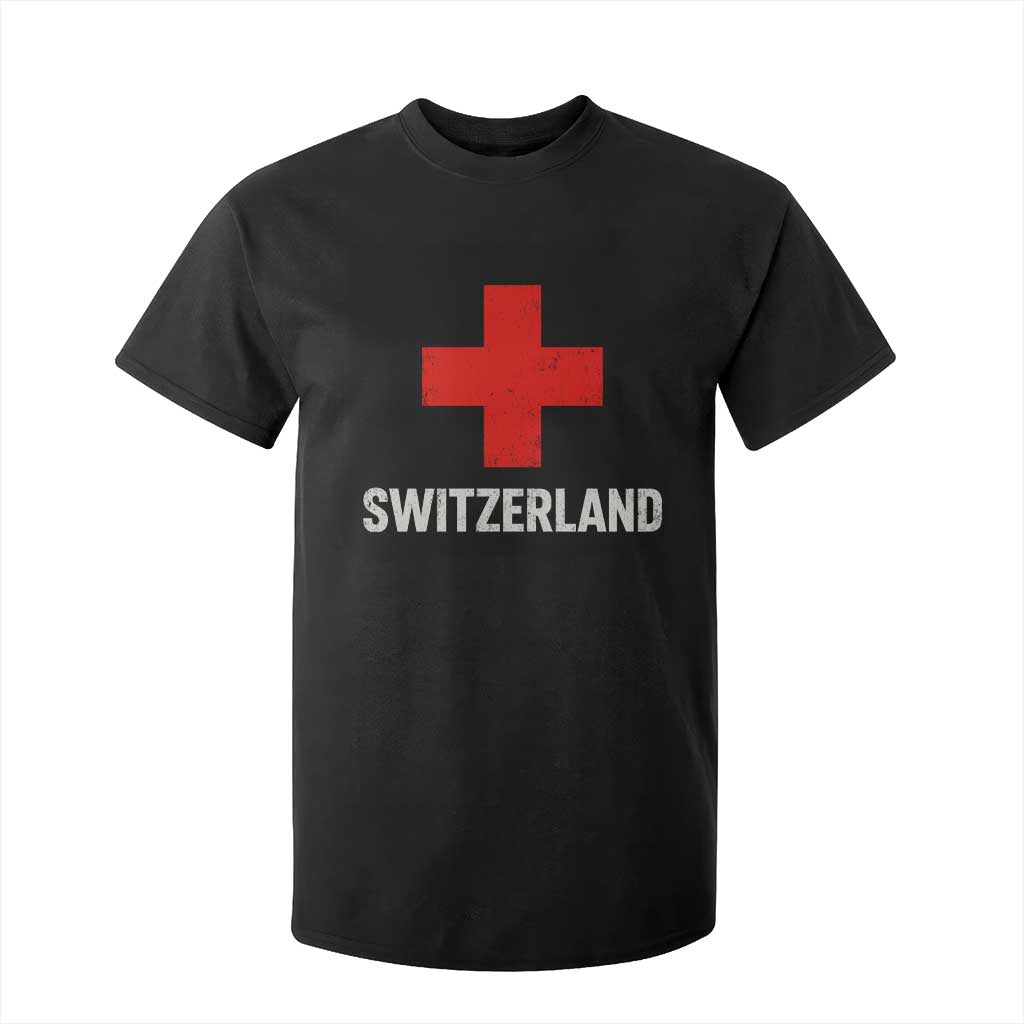 Vintage Retro Switzerland Fan T Shirt For Kid Swiss Cross Flag TS10 Black Print Your Wear