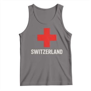 Vintage Retro Switzerland Fan Tank Top Swiss Cross Flag TS10 Deep Heather Print Your Wear