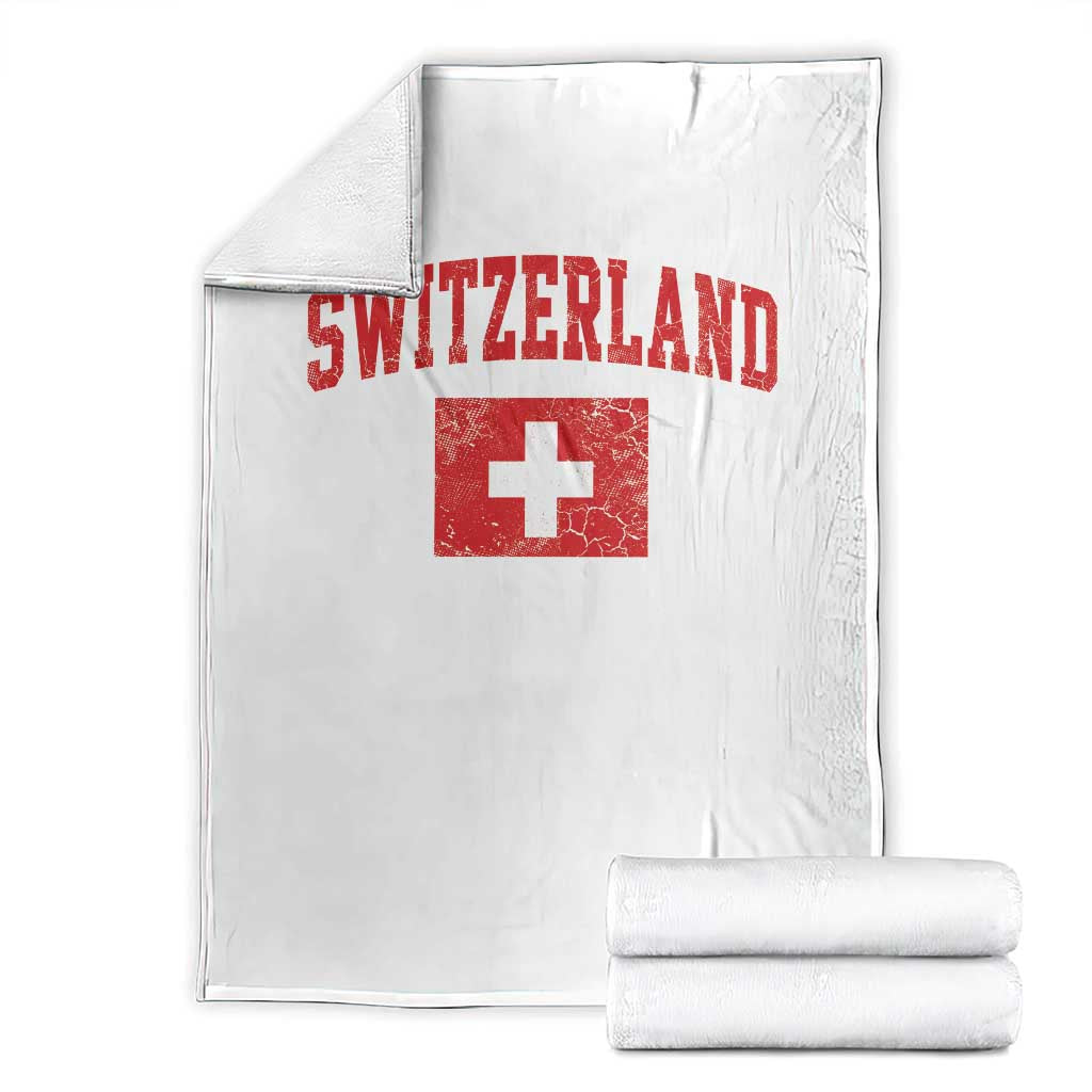 Switzerland Fan Throw Blanket Vintage Retro Swiss Cross Flag TS10 White Print Your Wear