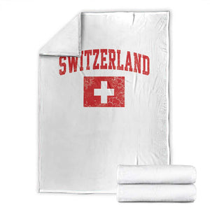 Switzerland Fan Throw Blanket Vintage Retro Swiss Cross Flag TS10 White Print Your Wear