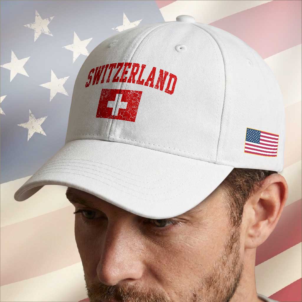 Switzerland Fan Baseball Cap Vintage Retro Swiss Cross Flag TS10 Print Your Wear