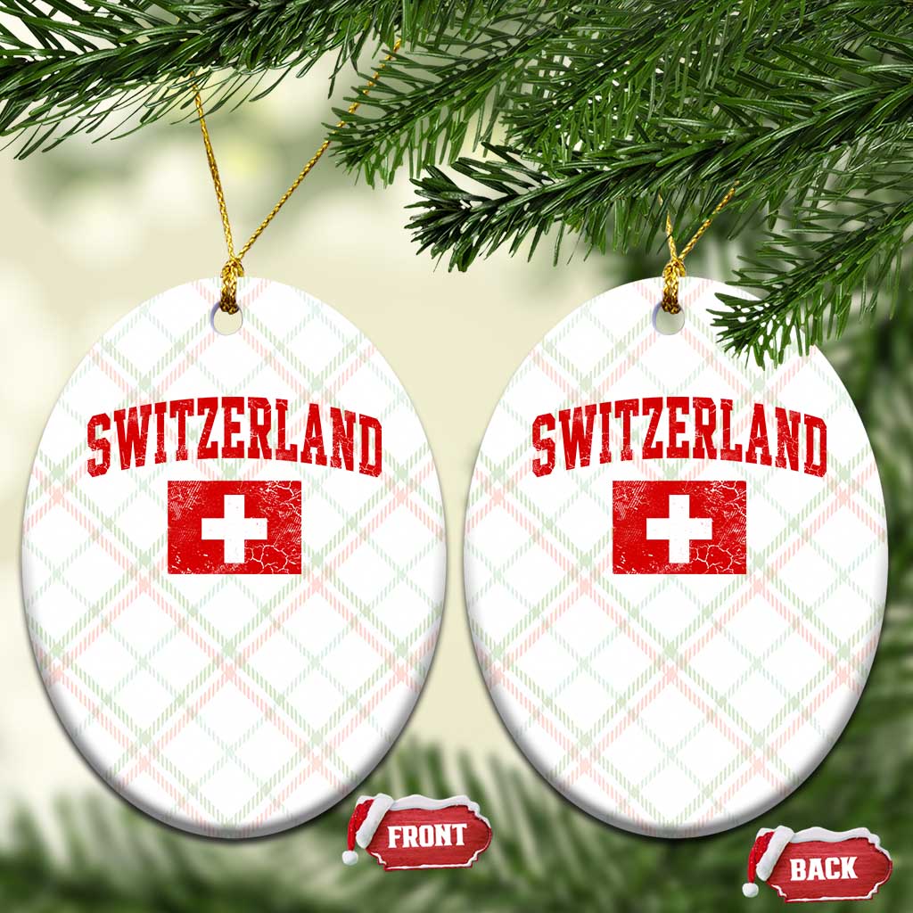 Switzerland Fan Ceramic Ornament Vintage Retro Swiss Cross Flag TS10 Print Your Wear