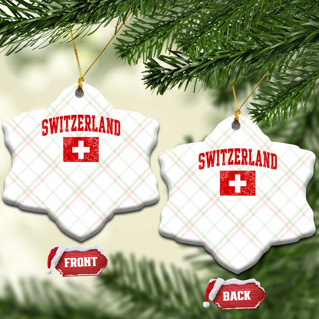 Switzerland Fan Ceramic Ornament Vintage Retro Swiss Cross Flag TS10 Print Your Wear