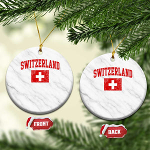 Switzerland Fan Ceramic Ornament Vintage Retro Swiss Cross Flag TS10 1pc White Marble Print Your Wear