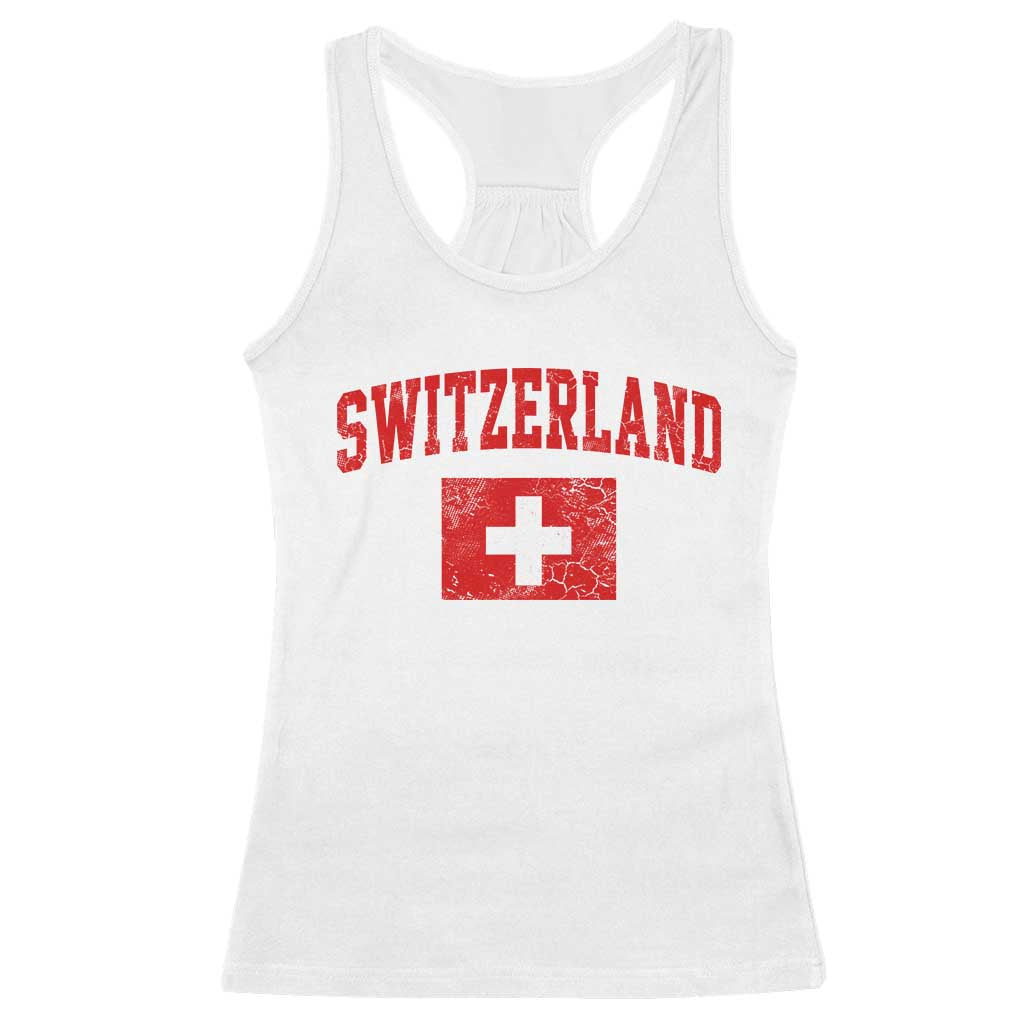 Switzerland Fan Racerback Tank Top Vintage Retro Swiss Cross Flag TS10 White Print Your Wear