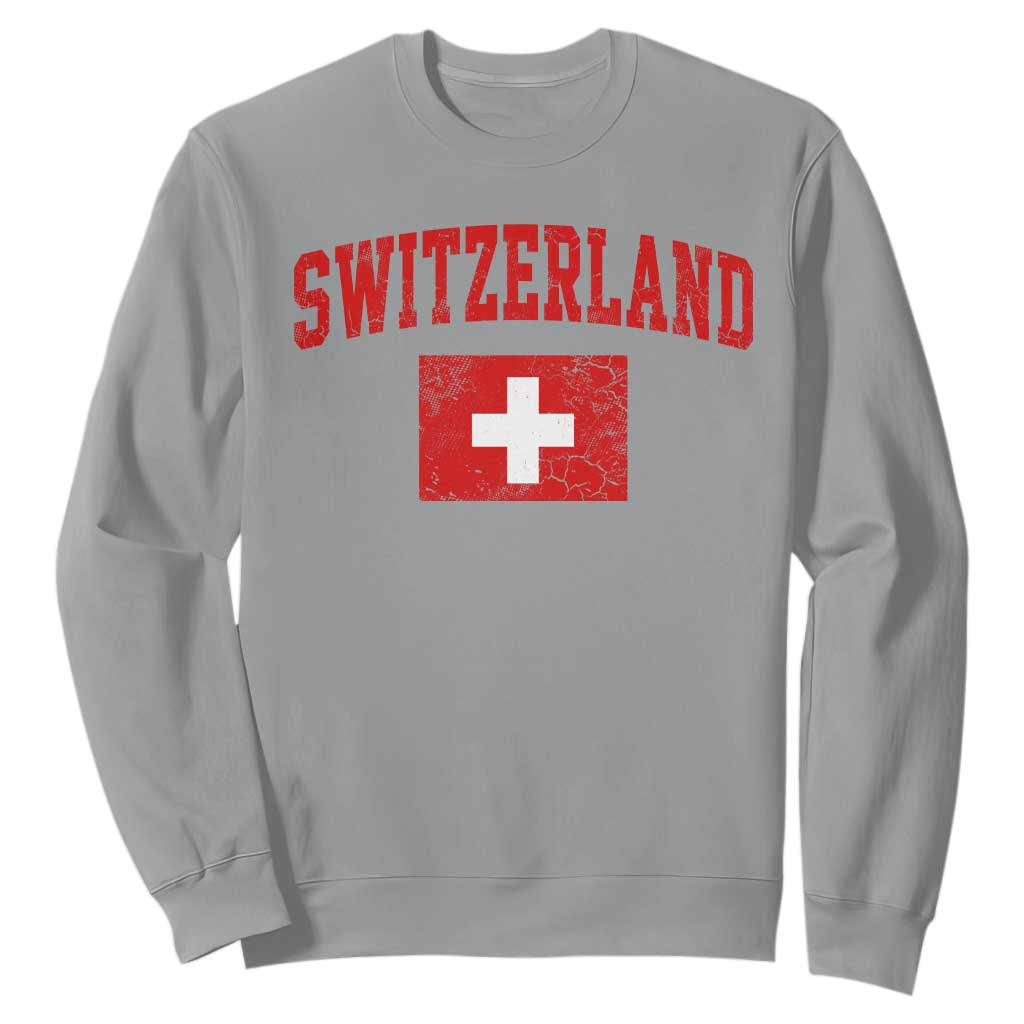 Switzerland Fan Sweatshirt Vintage Retro Swiss Cross Flag TS10 Sport Gray Print Your Wear