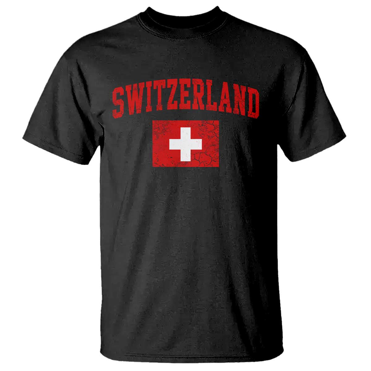 Switzerland Fan T Shirt Vintage Retro Swiss Cross Flag TS10 Black Print Your Wear