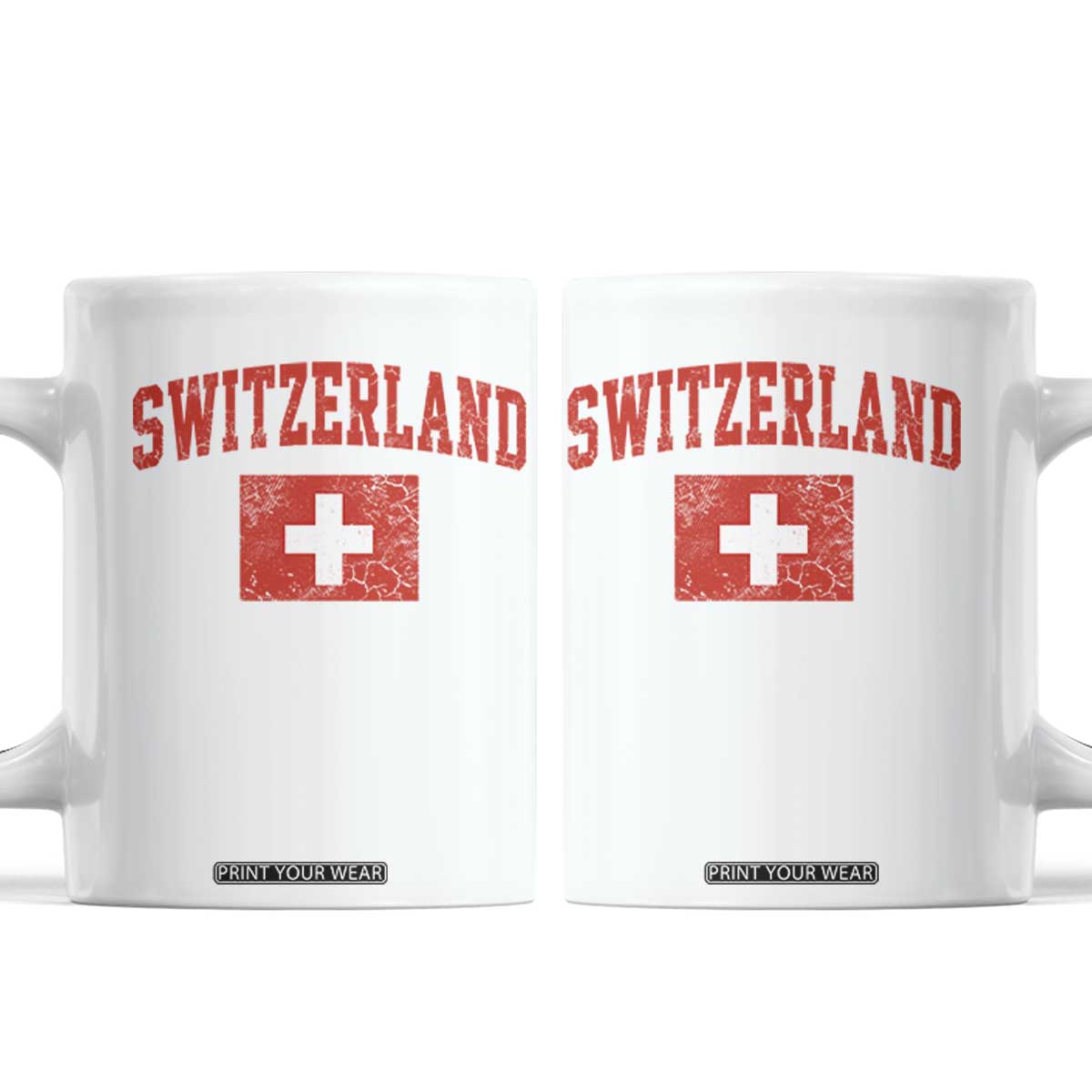 Switzerland Fan Coffee Mug Vintage Retro Swiss Cross Flag TS10 White Print Your Wear