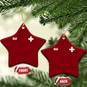 Switzerland Ceramic Ornament Retro Swiss Flag TS10 Print Your Wear