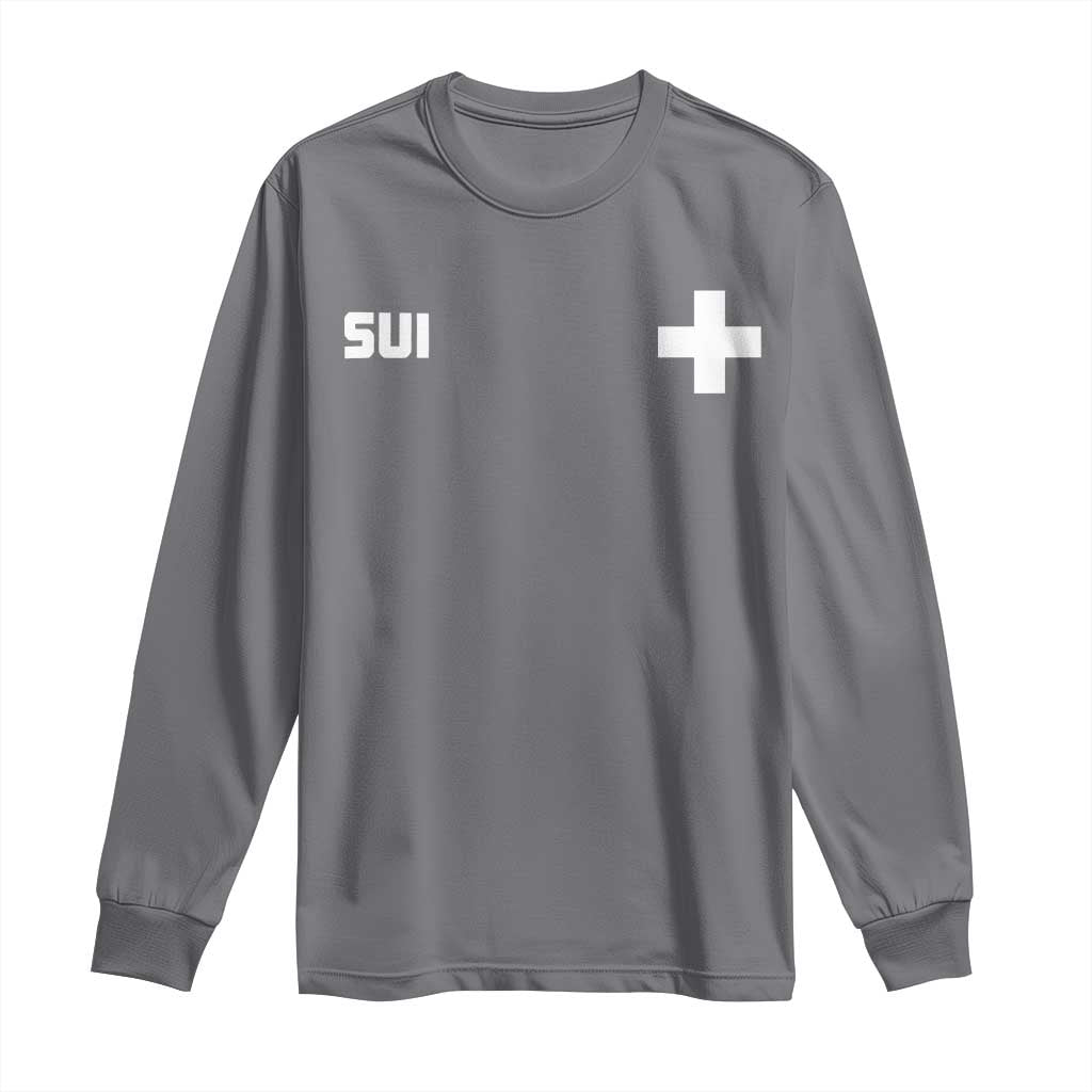Switzerland Long Sleeve Shirt Retro Swiss Flag TS10 Charcoal Print Your Wear
