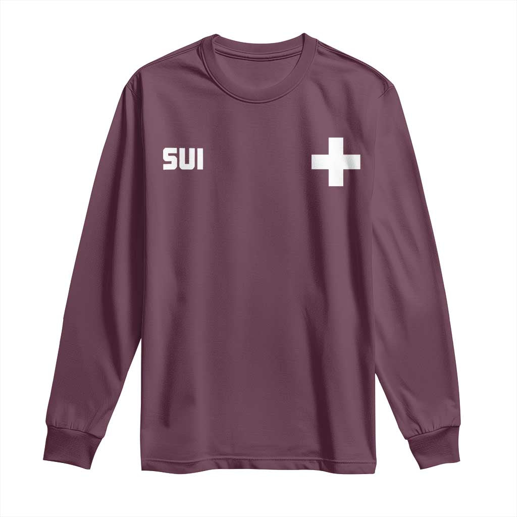 Switzerland Long Sleeve Shirt Retro Swiss Flag TS10 Maroon Print Your Wear