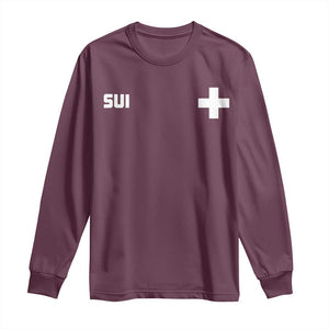 Switzerland Long Sleeve Shirt Retro Swiss Flag TS10 Maroon Print Your Wear