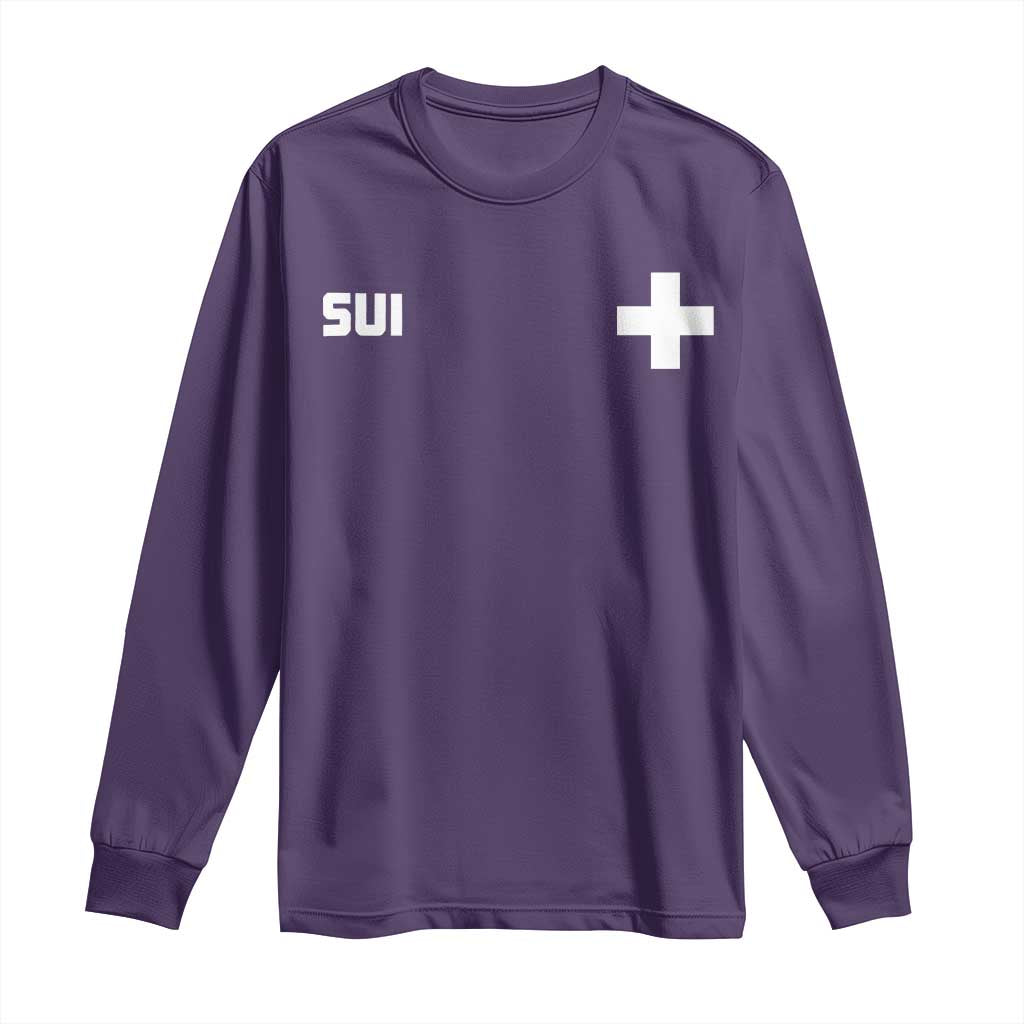 Switzerland Long Sleeve Shirt Retro Swiss Flag TS10 Purple Print Your Wear