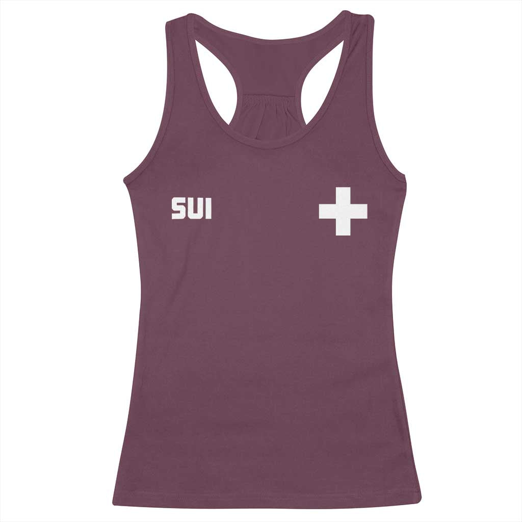Switzerland Racerback Tank Top Retro Swiss Flag TS10 Maroon Print Your Wear