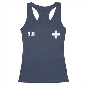 Switzerland Racerback Tank Top Retro Swiss Flag TS10 Navy Print Your Wear