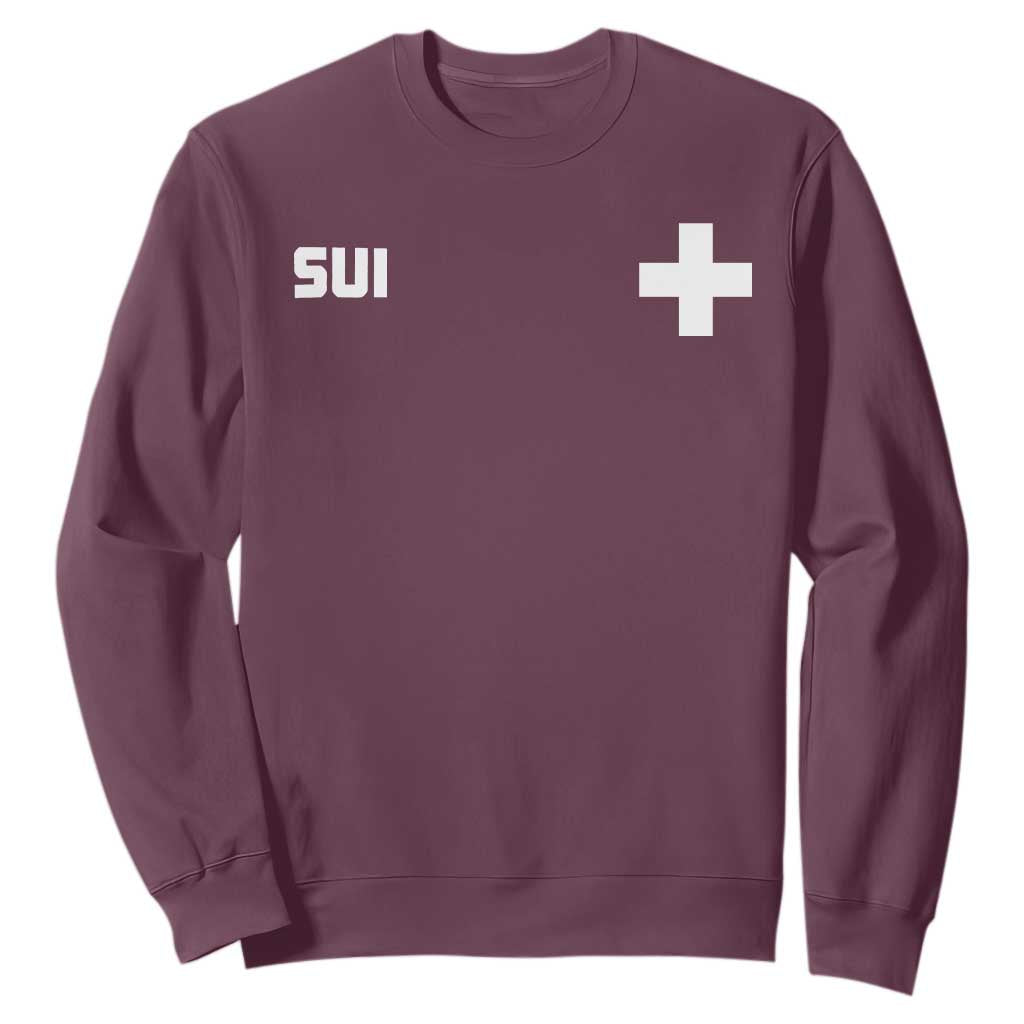 Switzerland Sweatshirt Retro Swiss Flag TS10 Maroon Print Your Wear