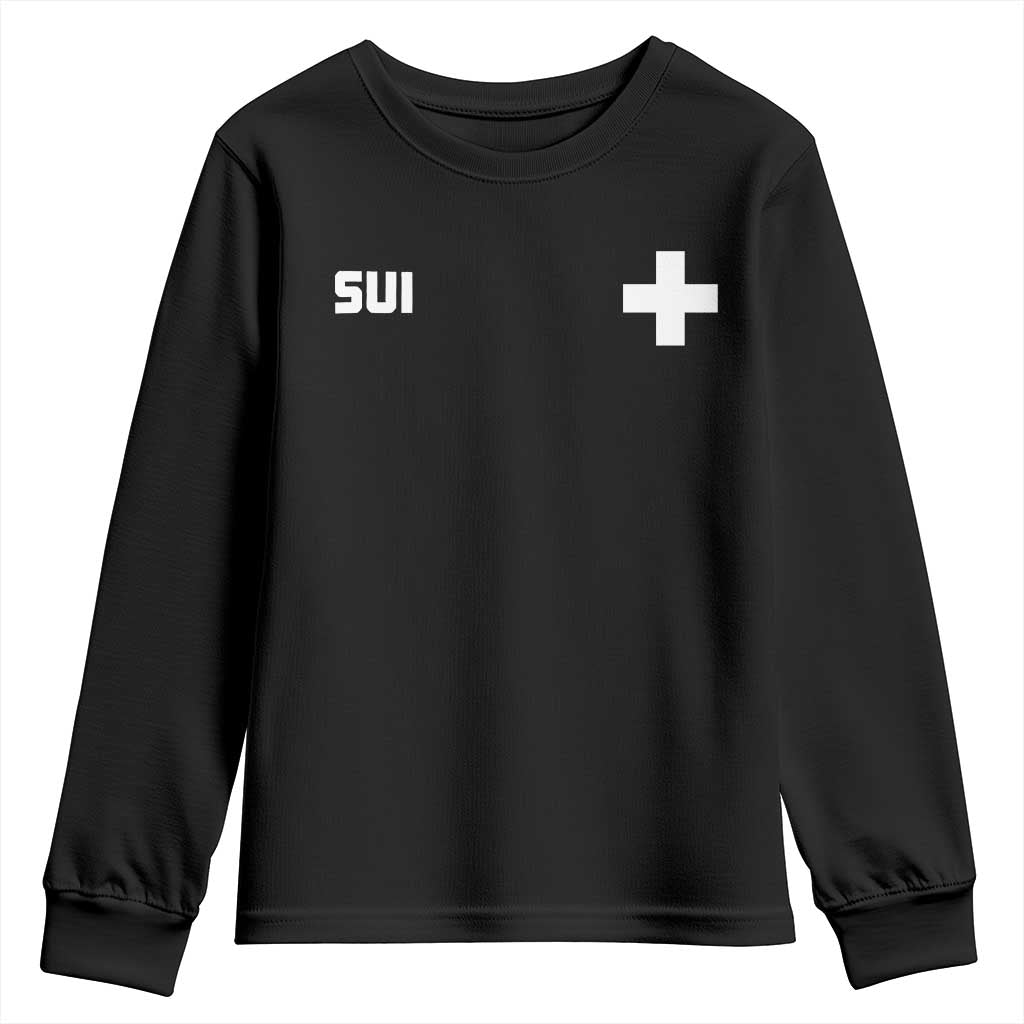 Switzerland Youth Sweatshirt Retro Swiss Flag TS10 Black Print Your Wear
