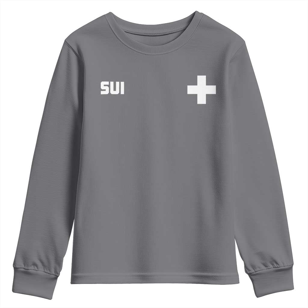 Switzerland Youth Sweatshirt Retro Swiss Flag TS10 Charcoal Print Your Wear