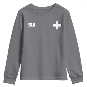 Switzerland Youth Sweatshirt Retro Swiss Flag TS10 Charcoal Print Your Wear