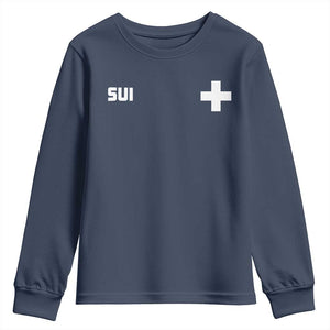 Switzerland Youth Sweatshirt Retro Swiss Flag TS10 Navy Print Your Wear