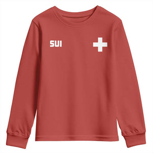 Switzerland Youth Sweatshirt Retro Swiss Flag TS10 Red Print Your Wear