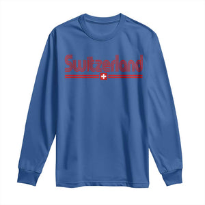 Switzerland Fan Retro Vintage Flag Long Sleeve Shirt TS10 Royal Blue Print Your Wear