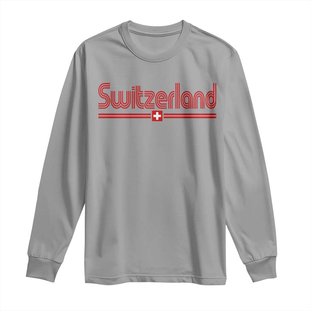 Switzerland Fan Retro Vintage Flag Long Sleeve Shirt TS10 Sport Gray Print Your Wear