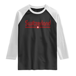 Switzerland Fan Retro Vintage Flag Raglan Shirt TS10 Black White Print Your Wear