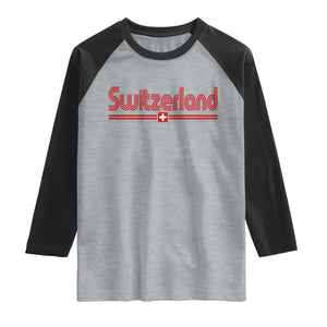 Switzerland Fan Retro Vintage Flag Raglan Shirt TS10 Heather Gray Black Print Your Wear