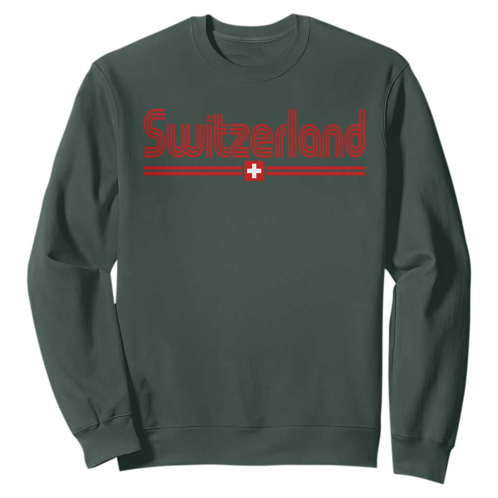 Switzerland Fan Retro Vintage Flag Sweatshirt TS10 Dark Forest Green Print Your Wear