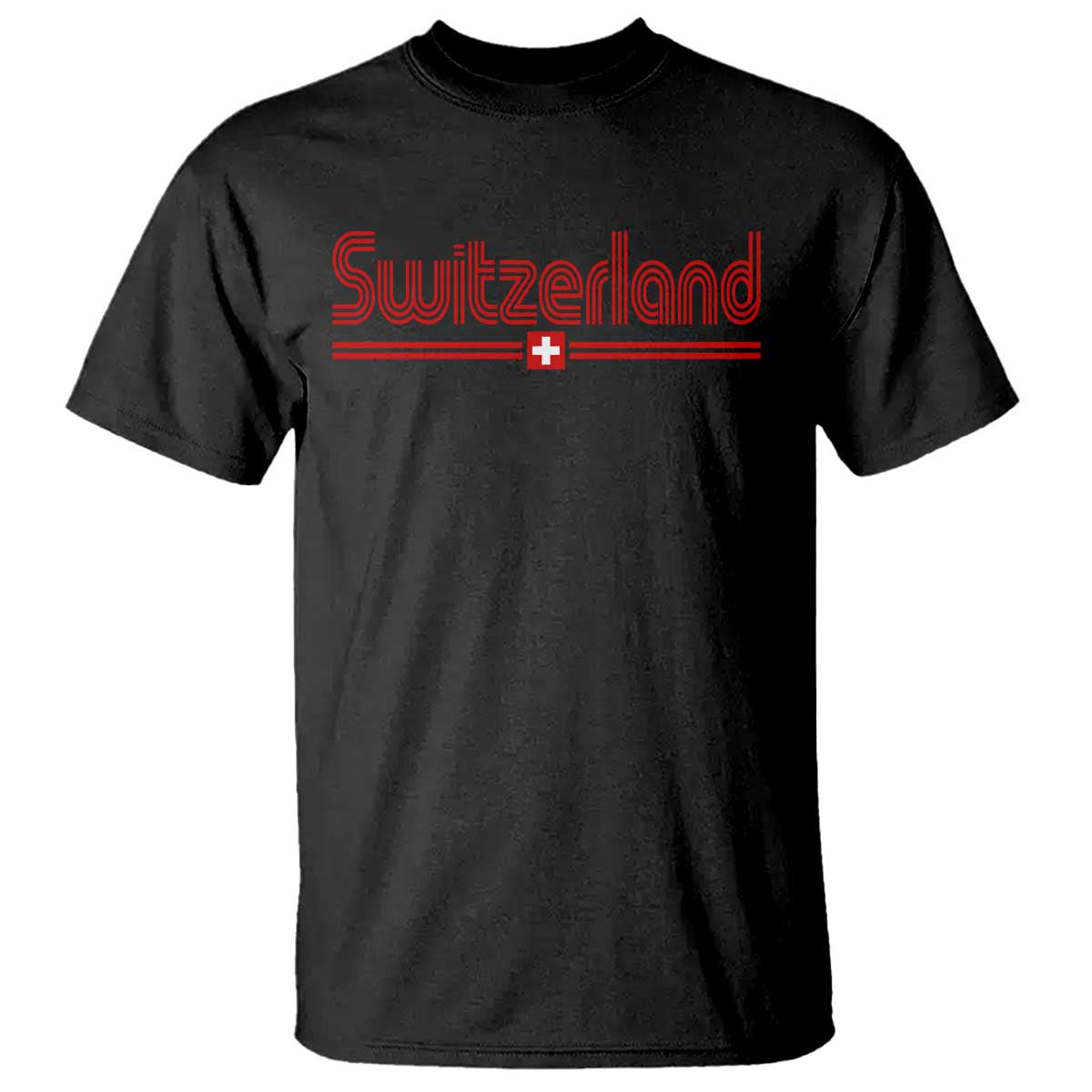 Switzerland Fan Retro Vintage Flag T Shirt TS10 Black Print Your Wear