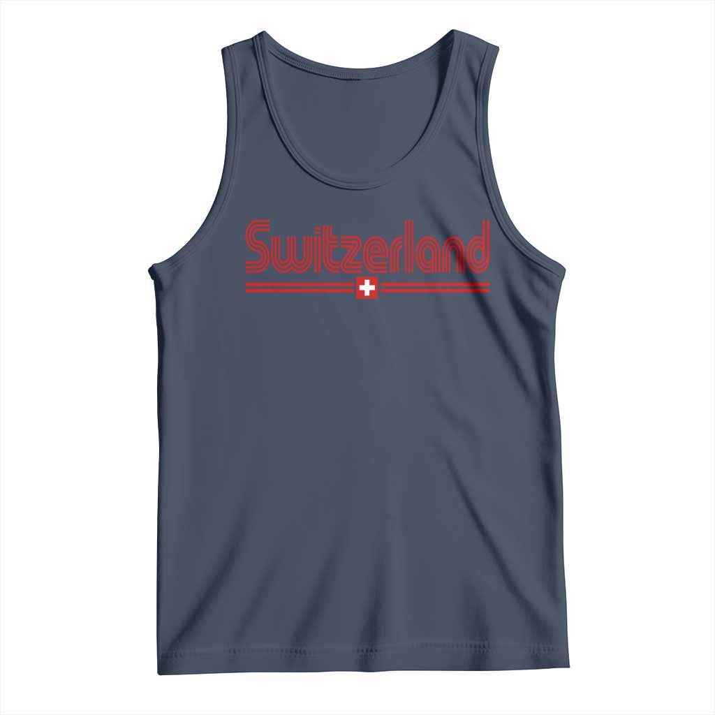 Switzerland Fan Retro Vintage Flag Tank Top TS10 Navy Print Your Wear