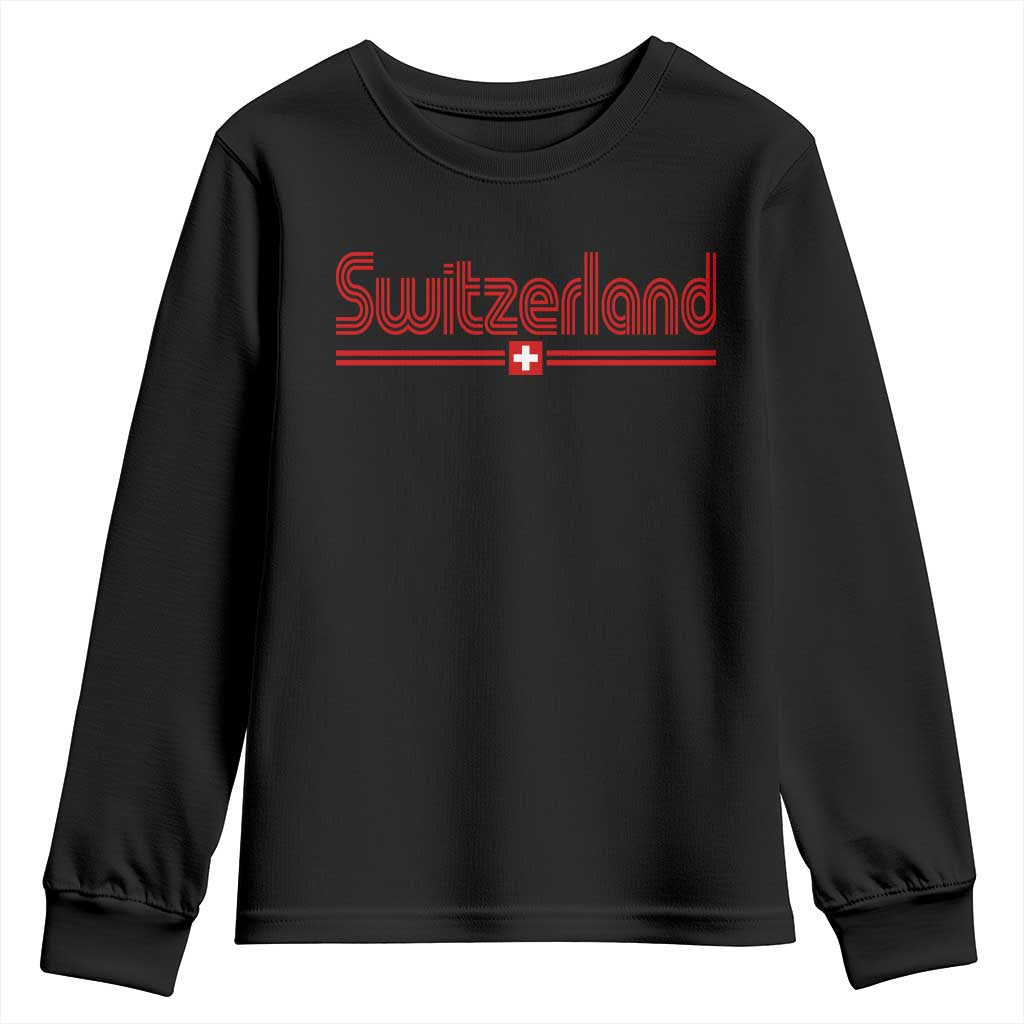 Switzerland Fan Retro Vintage Flag Youth Sweatshirt TS10 Black Print Your Wear